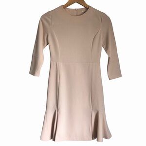 NWT Saturday Studios 3/4 Sleeve Pleated Mini Dress Pale Blush Pink Size Small
